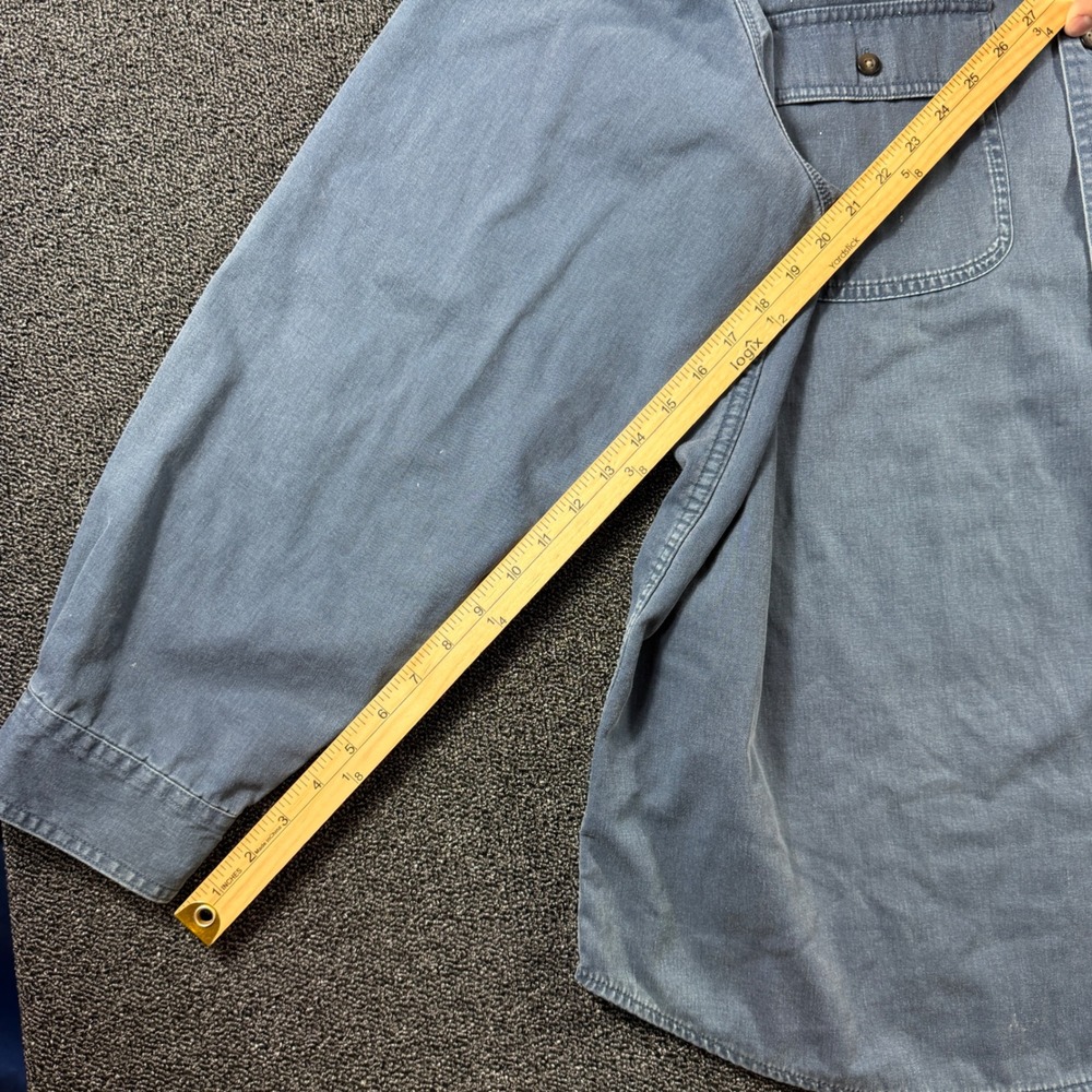 L.L. Bean Men's 2XL Flannel Lined Hurricane Work Shirt Jacket Light Blue Shacket - Picture 8 of 8
